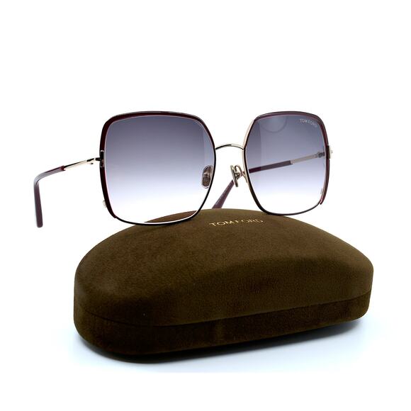 TOM FORD RAPHAELA TF1006 69W GOLD BURGUNDY SMOKE GRADIENT AUTHENTIC SUNG… - Picture 14 of 14